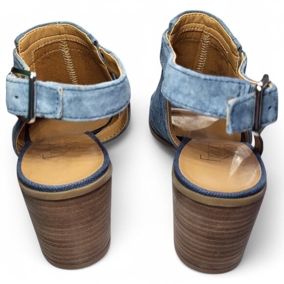 NEW Franco Sarto Harlet Sandals Block Heel Slingback Blue Suede Size 6.5M - Picture 7 of 12